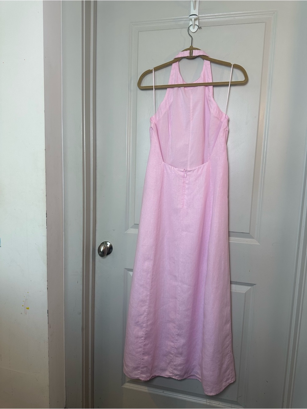 NWOT Abercrombie &Fitch Premium Linen High-Neck Maxi Dress in Light Pink Large P - Picture 10 of 12